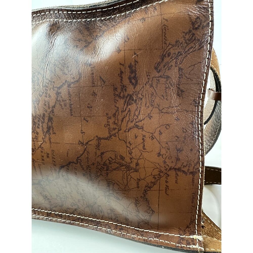 Patricia Nash Venezia Pouch Crossbody Purse Leather Map Print Bag in Brown - Picture 8 of 16